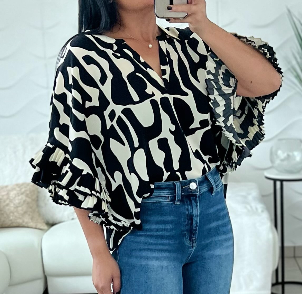 Print 1/2 Dolman Sleeves Top